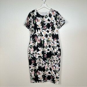 ASOS Curve Floral Midi Dress Short Sleeve Boho Bodycon Plus Sz 16